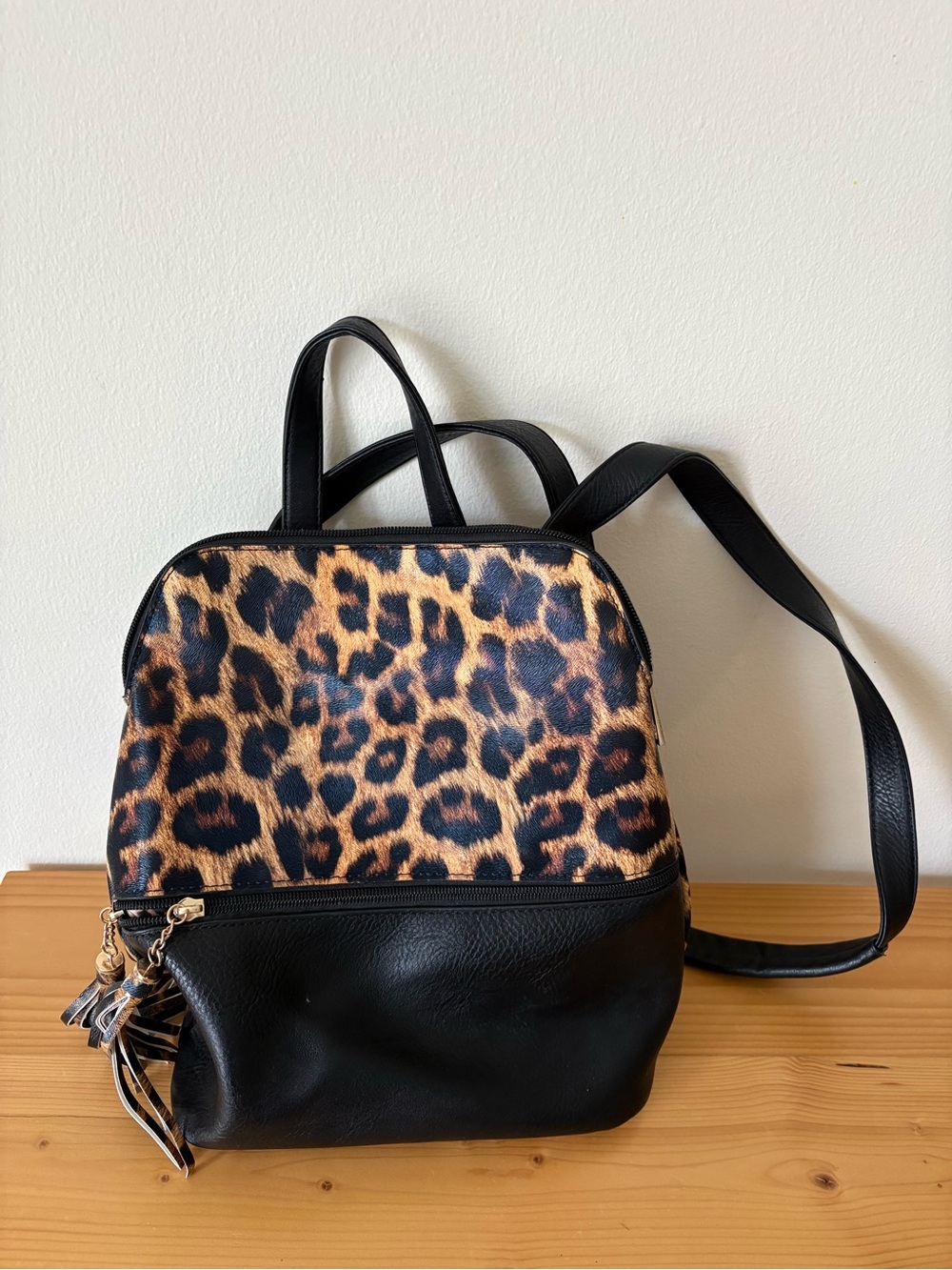 K. Carroll Billie Convertible Backpack Built-in Wallet Pebbled Faux Leather Rare